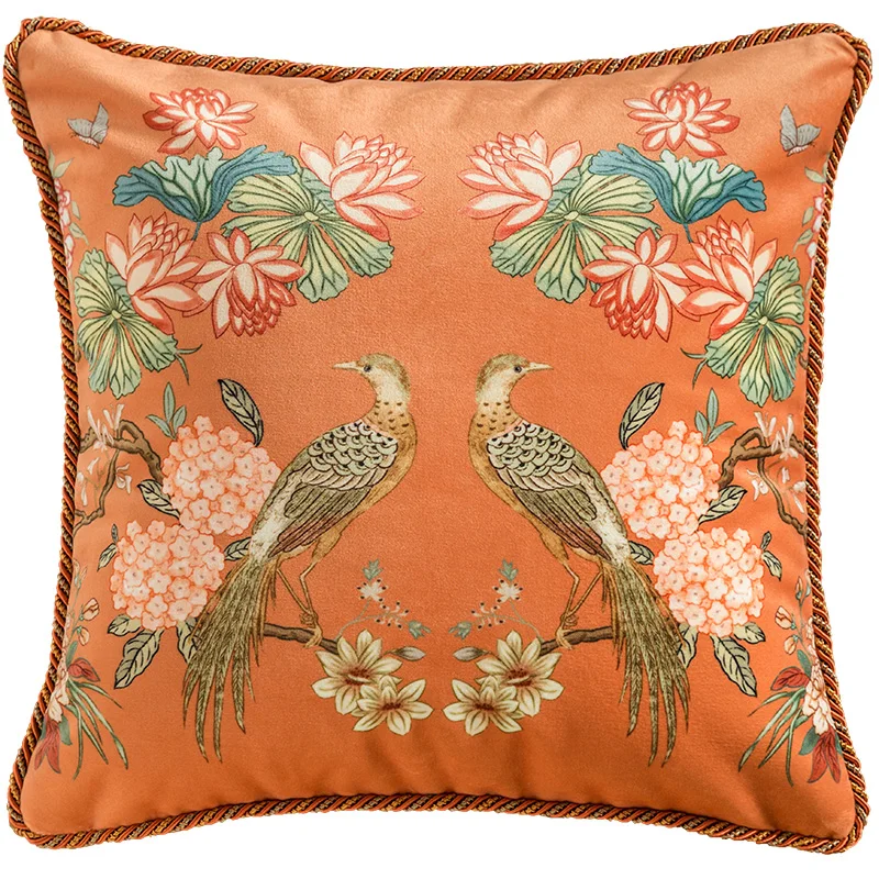 

Наволочка для диванной подушки, с цветами, гортензией и птицами, 45 см