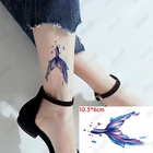 Водостойкая Временная тату-наклейка, Русалка, хвост, Кит, животное, флэш-тату, рука, запястье, водная переводка, искусственная татуировка, боди-арт для женщин и мужчин