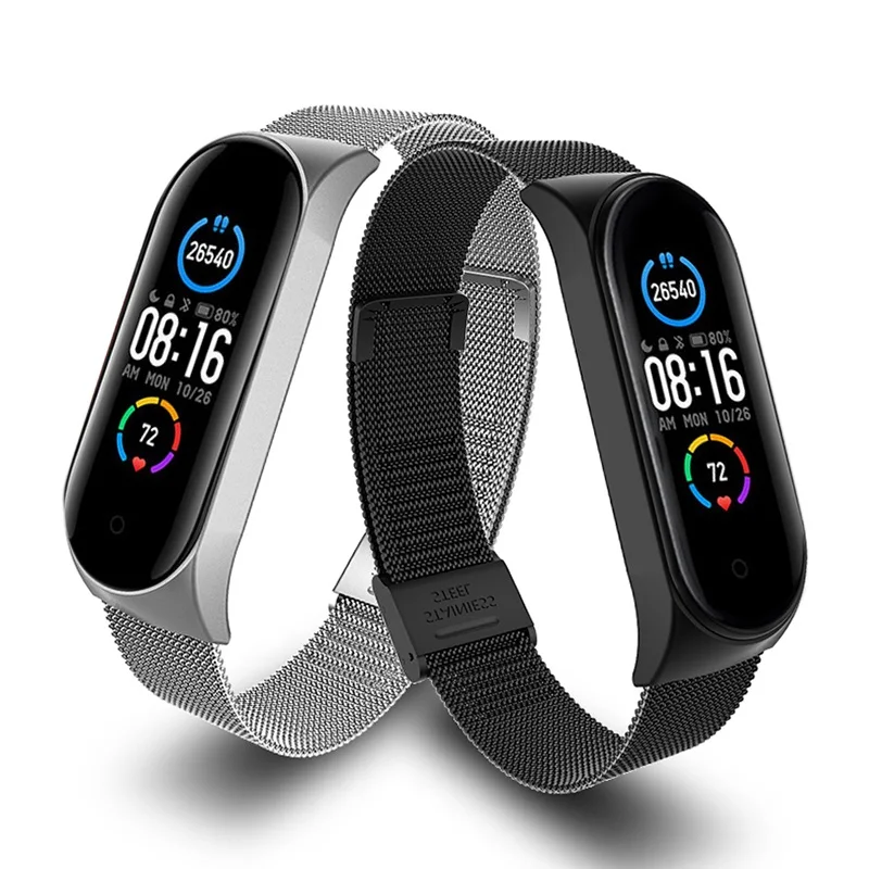 Rovtop модный браслет ремешок для Xiaomi Mi Band 3 4 MiBand металлический из нержавеющей