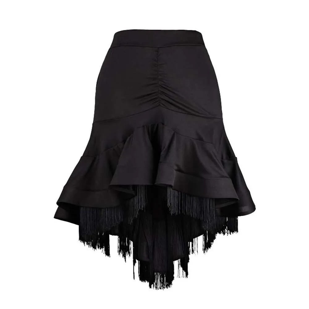 Женская юбка для латиноамериканских танцев с оборками и асимметричным подолом