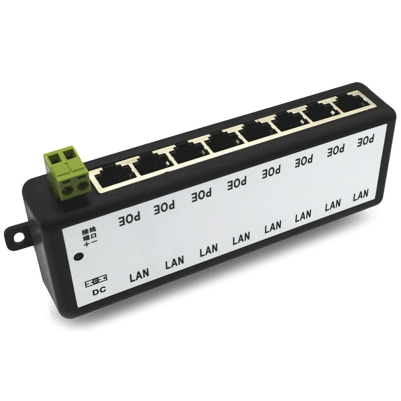 8 портов пассивный адаптер PoE 8Ch источник питания Ethernet Poe шпилька форсунки 4 5(+)/7 8(-)