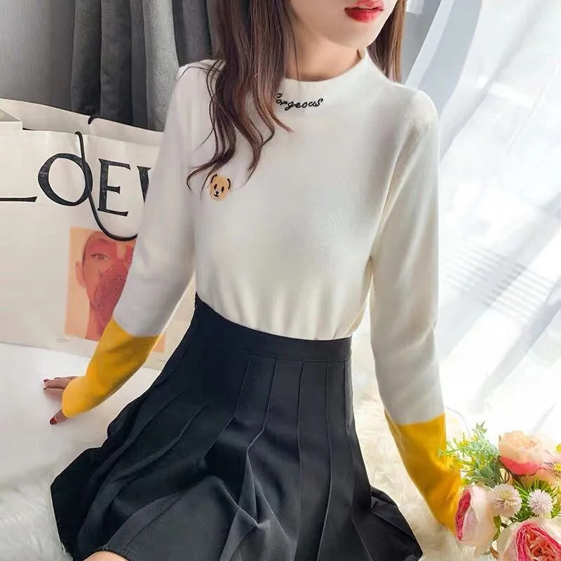 Осенне-зимний новый свитер Женский пуловер приталенная рубашка свободный модный