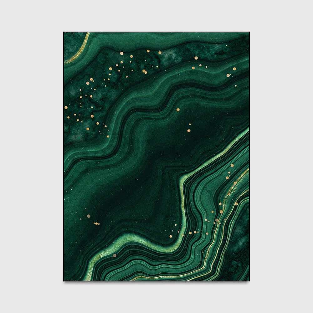 

Fashionable European Light Luxury Green Gold Rock Pattern Living Room Bedroom Kitchen Bedside Carpet Floor Mat Customization