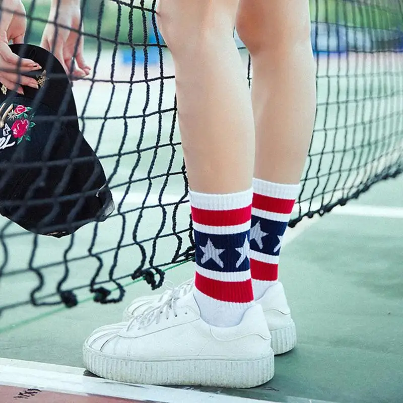 Корейский стиль женские носки Харадзюку в полоску с рисунком медведя из мультика