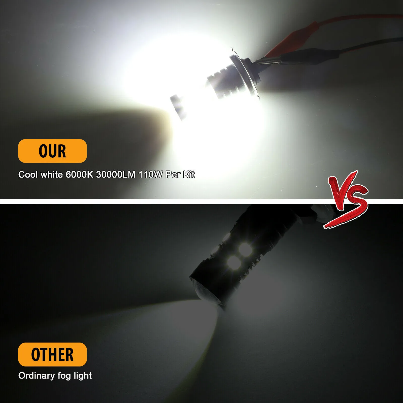 

2pcs H7 LED Car Headlight Bulbs Super Bright Headlight Bulb 2pcs White 3-side 30000LM 360 Degree 6000K DC9V-32V Car Accessories