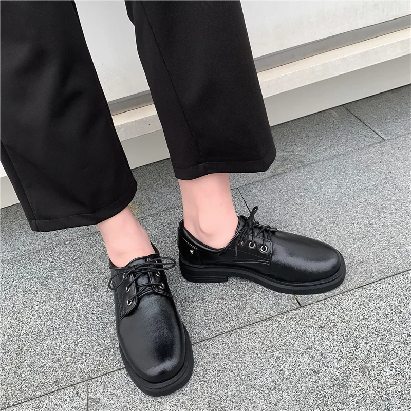 Fashion Black Women Flat Shoes Large Size Lace Up Casual Elegant Oxford For Luxury Loafer Designer | Обувь