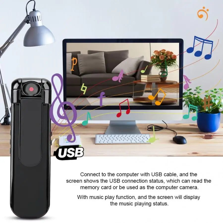Карманный видео аудио рекордер 1080P вращающаяся линза DVR USB диктофон