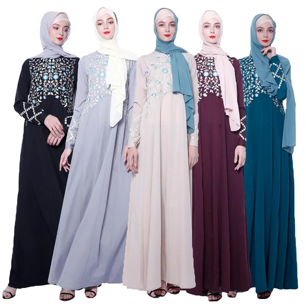 Abaya вышивка Дубайский мусульманский женское длинное платье Кафтан Вечерние