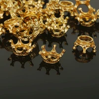 pack of 50 crown shape charms loose beads pendants for diy jewelry making finding gold plated