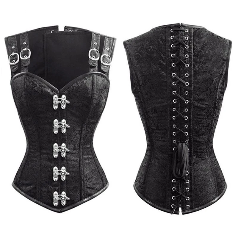

Бюстье лиф для женщин стимпанк корсет топы моделирования ремень со стальными косточками с цветочной пряжкой вечерние Готический Одежда