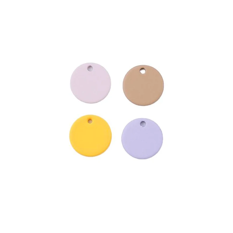 

50 pieces of 10*1mm brass single hole round pendant smooth multicolor accessory pendant earrings, used for jewelry making