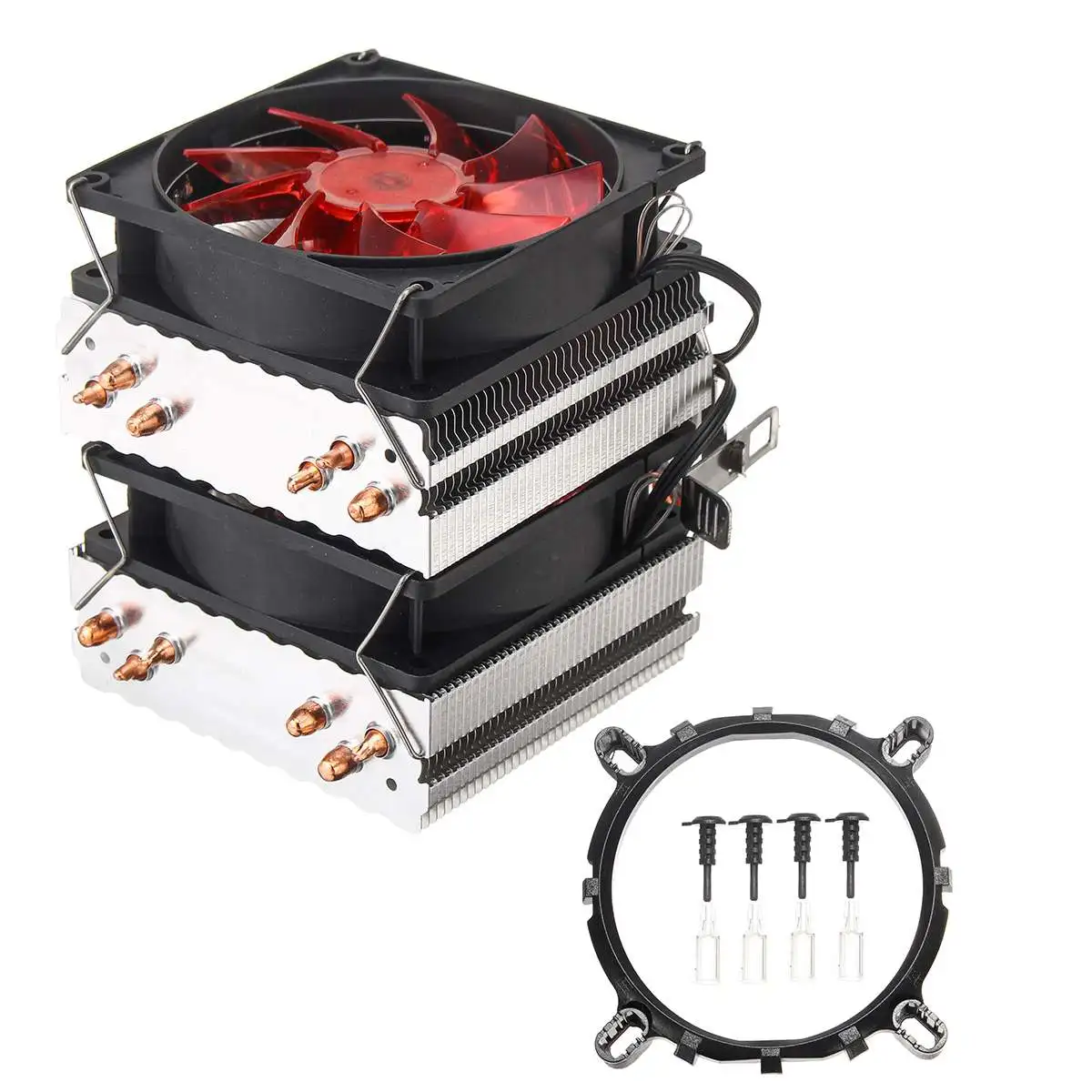 Double fan Процессор кулер 6 тепловых трубок 3pin двойной вентилятор Cooler Тихий охлаждающий вентилятор радиатора для Intel 775/1150/1151/1155/1156/1366 и AMD - Цвет лезвия: Double fan