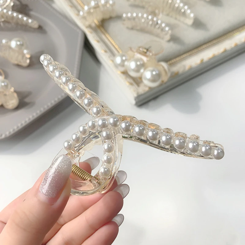 

New Hyperbole Pearls Hair Claw Clips Big Size Makeup Hair Styling Barrettes For Women Hair Accessories