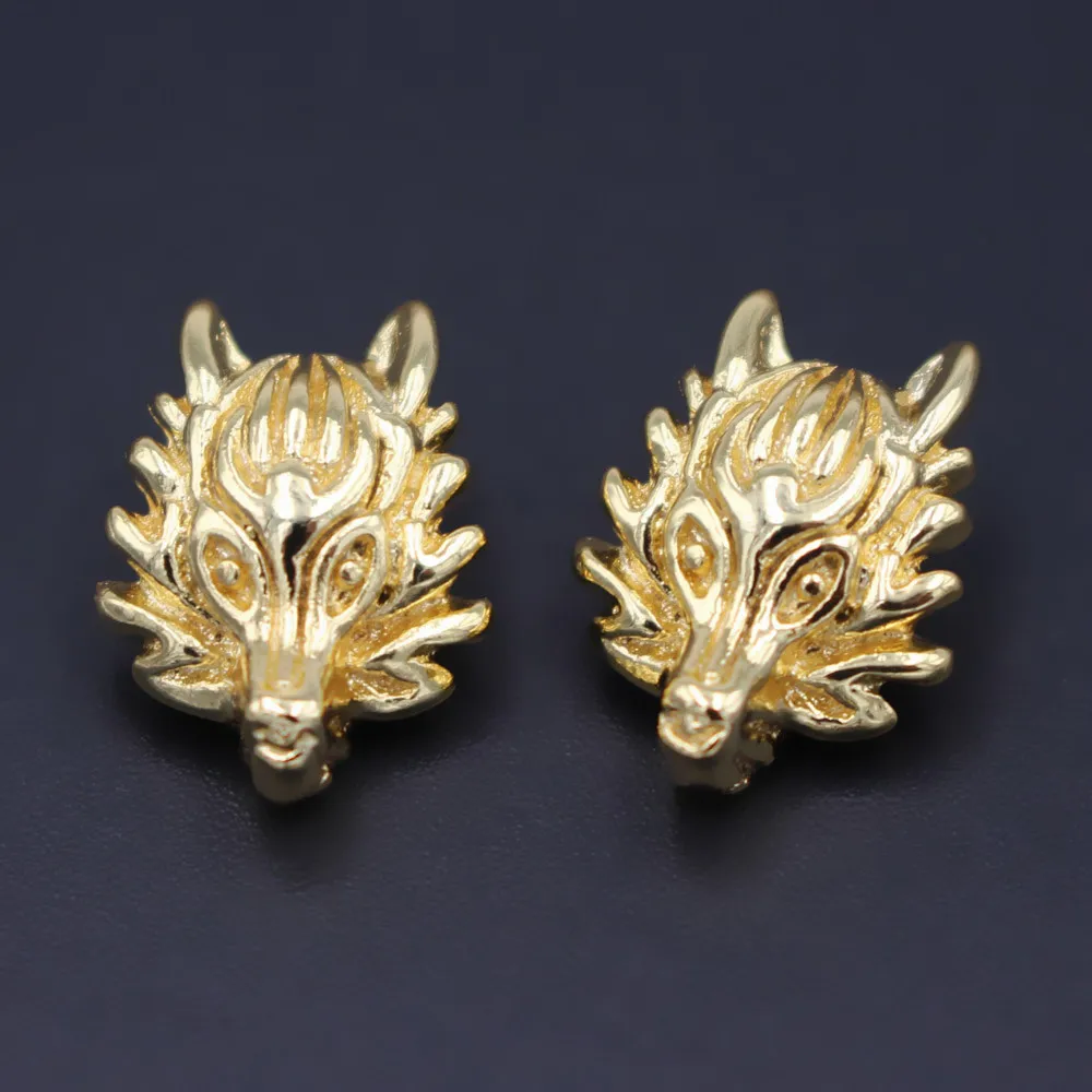 Бусины разделители в форме головы волка отверстие 3 5 мм 10 шт.|Ювелирная фурнитура