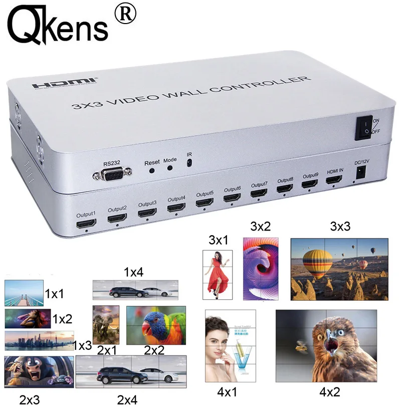 3x3 HDMI видео настенный процессор матричный контроллер Splicer сплиттер дисплей 3x2 2x2 3x1 1x3 2x3 4x2 2x4 HDMI HD видео контроллер