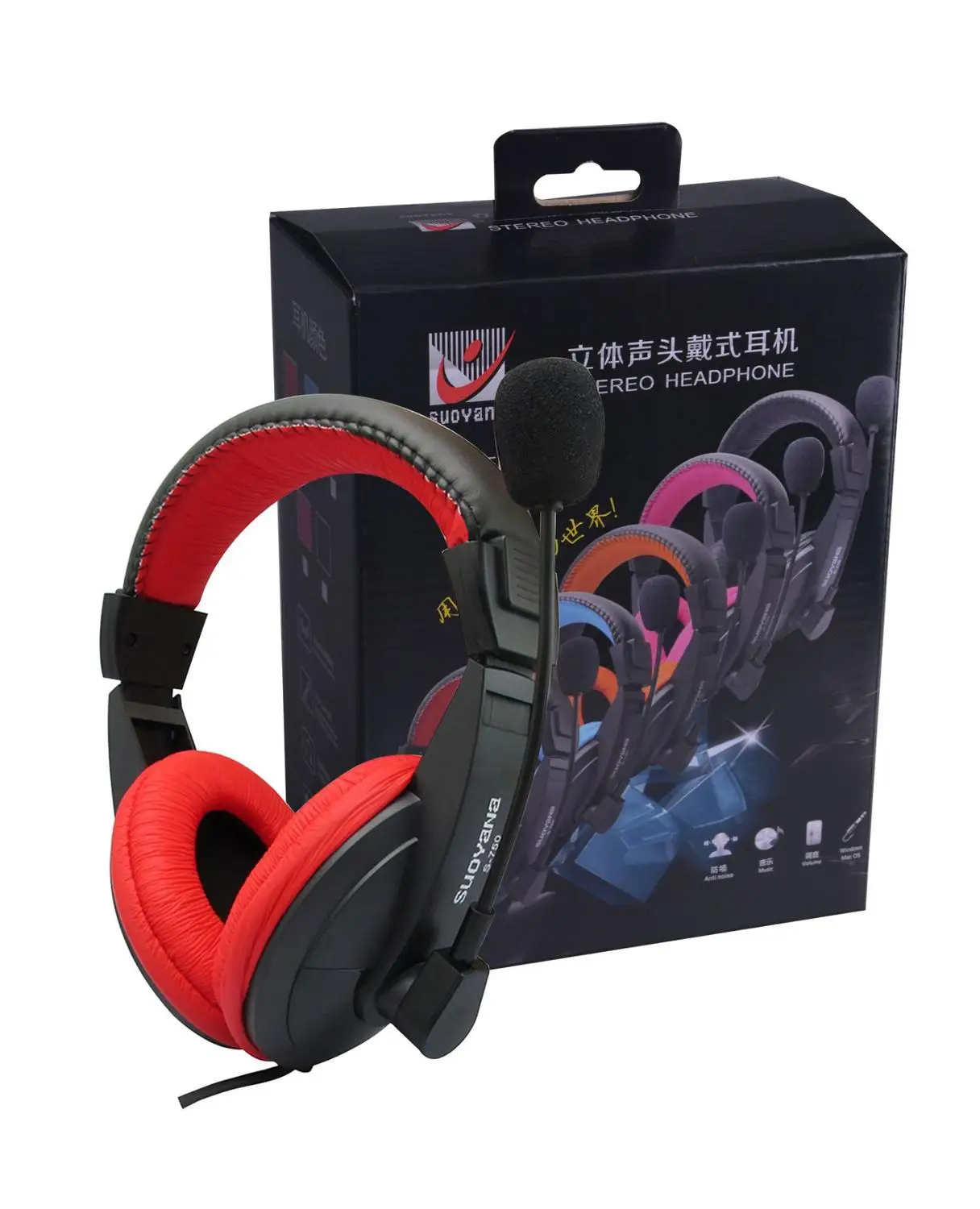 Red 3,5 мм Игровые наушники Проводная гарнитура глубокий бас Hi-Fi стерео звук с микрофоном для ПК ноутбука - Цвет: Red