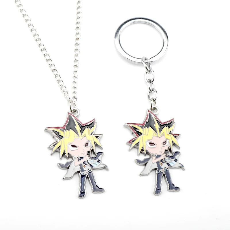 

Fahion Anime Yu-Gi-Oh AIBO Yugi Muto Figure Yugioh Millenium Enamel Metal Pendant Necklaces For Children Kids Jewelry Gift