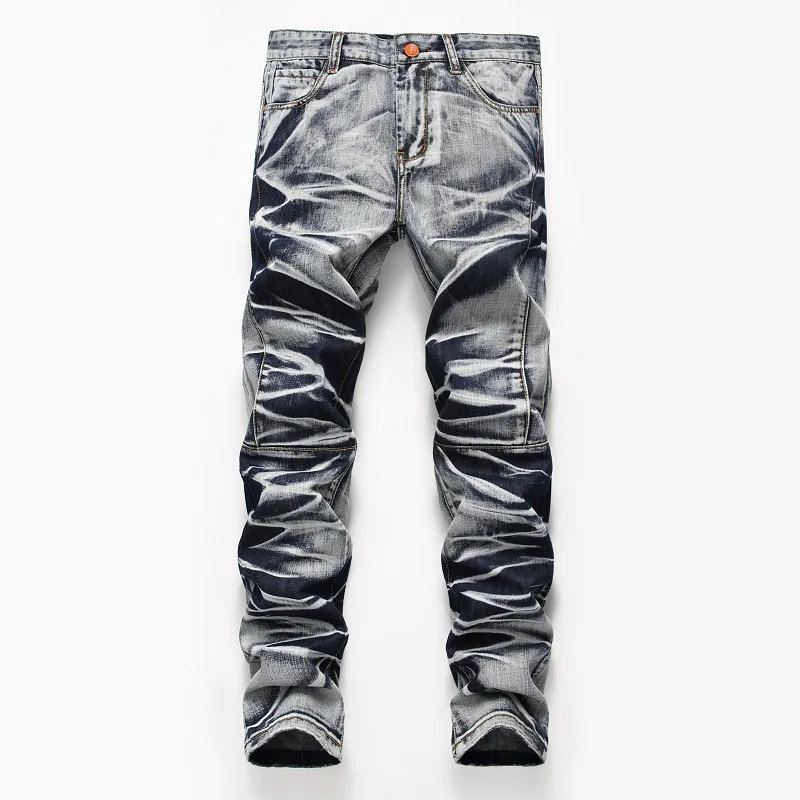 2019 высококачественные мужские байкерские джинсы модные ретро потертые прямые