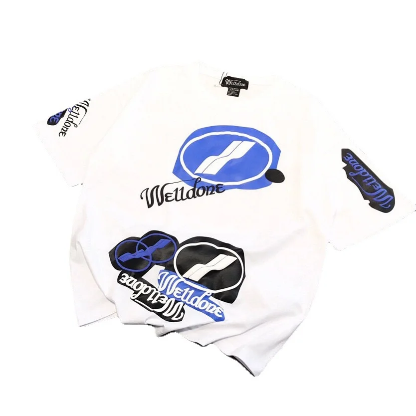 

Trendy brand We11done large letter foam short-sleeved T shirt 1:1 high-quality simple and fashionable loose thin round neck Tee