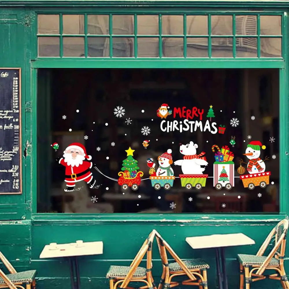 Наклейка на окно с надписью &quotMerry Christmas&quot украшения для дома гирлянда подарок