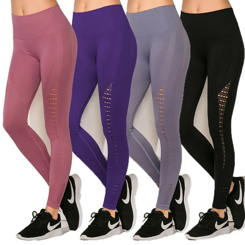 

Women High Waist Yoga Fitness Leggings Running Gym Stretch Sports Yoga Pants Fitness Exercise Leggings Slim Hollow Out Trousers