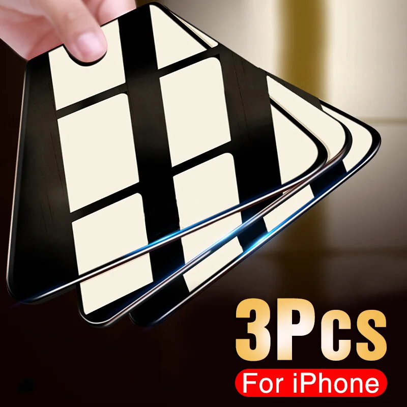 

Защитное стекло для iPhone 11 Pro Max X XR XS Max 7 8 6 6s Plus, 3 шт