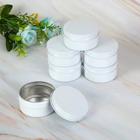 10g 15g 50g 60g empty white aluminum cream jar pot nail art makeup lip gloss cosmetic diy travel metal tea candy tins containers