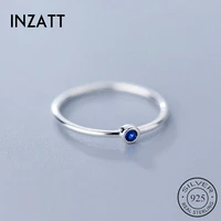 inzatt real 925 sterling silver blue zircon round ring for fashion women cute fine jewelry 2019 minimalist accessories gift