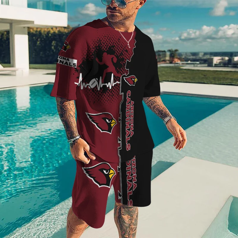 Костюм спортивный мужской летний из шорт и футболки с 3d-надписью |