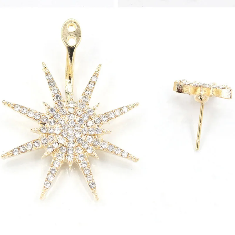 

Fashion Earrings Woman Fashion Snowflake Crystal EarringsRear hanging Rhinestone Inlaid Jewelry Cute Earrings Couple Gifts