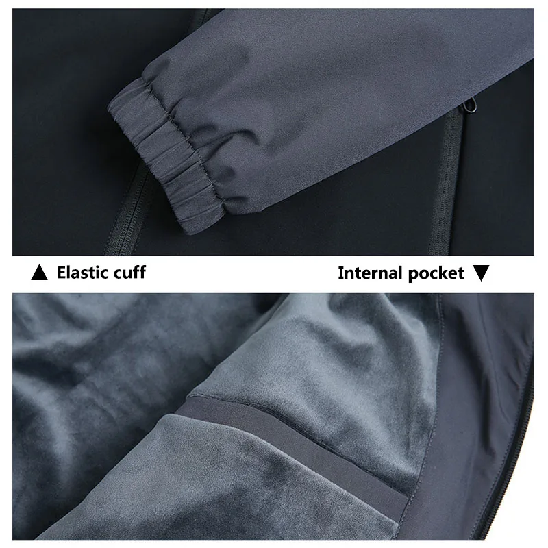 Мужская теплая флисовая куртка ветрозащитная эластичная с воротником-стойкой