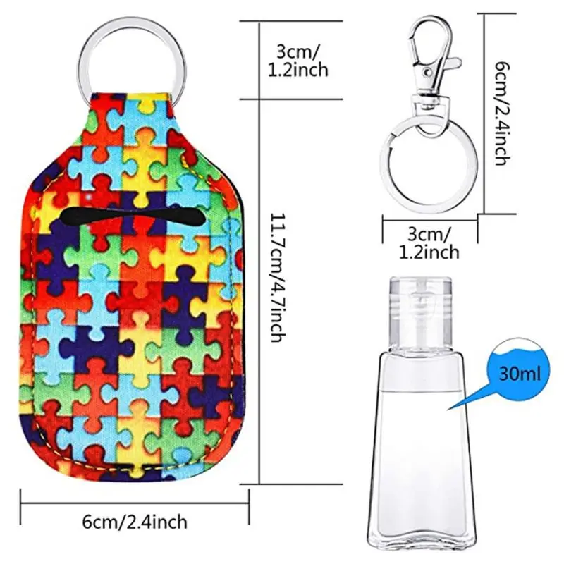 

4Pc Small Empty Travel Bottle Refillable Containers 30ML Flip Cap Reusable Bottle Hand Sanitizer Keychain Carrier Holder