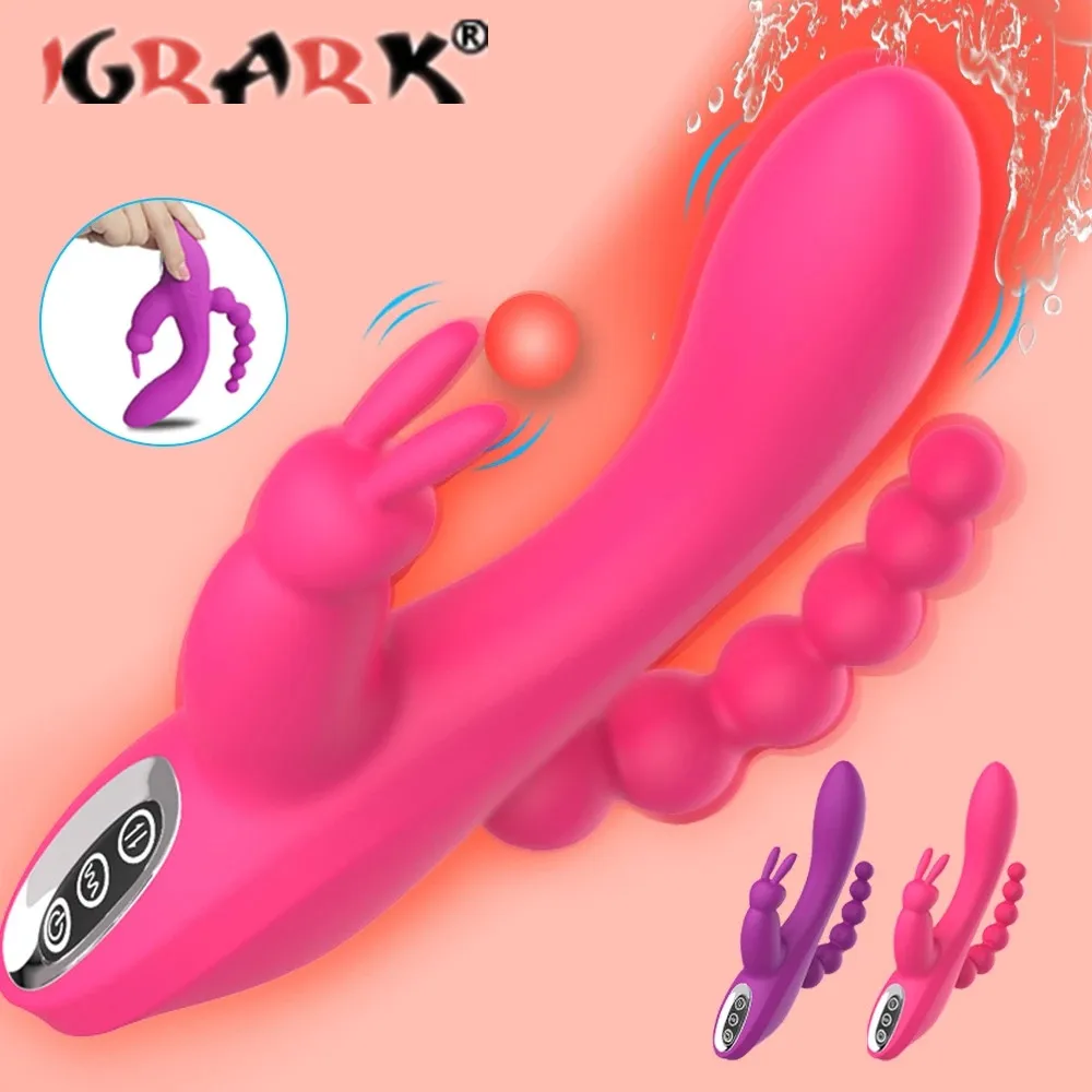 3in1 мульти Скорость дилдо вибратор точка G влагалище клитор анальные пробки бусы