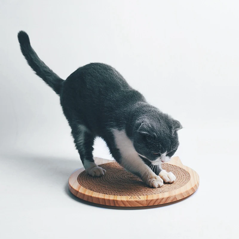 

Cat Scratching Pad Suckers Sisal Scratch Pad With Wooded Cat Ear Shaped Frame Pet Indoor Exercise Interactive Toy
