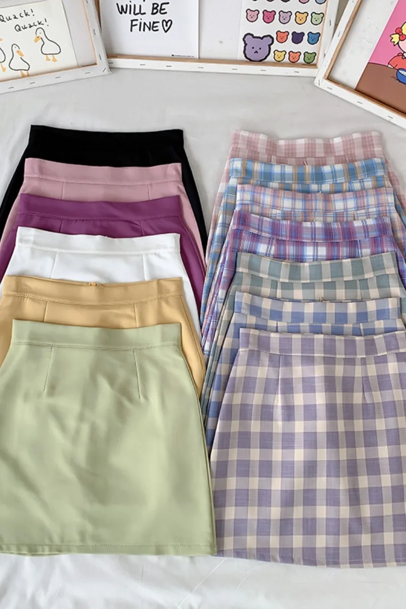 

Plaid skirt women's spring 2021 new high waist thin A-line skirt temperament versatile student hip short skirt