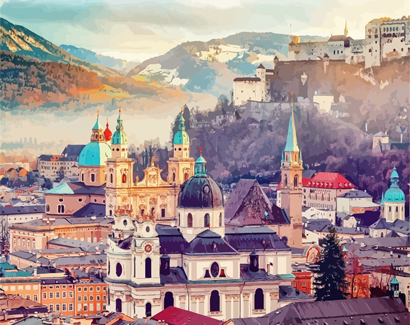 SZHC1-094 HUACAN DIY картина маслом по номерам домашний пейзаж наборы для рисования на холсте Ручная роспись картины уличный пейзаж украшение дома - Цвет: SZHC1-094