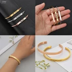 Модные блестящие браслеты из нержавеющей стали с персонализированными именами буквами, браслеты-манжеты для женщин, подарки, ювелирные изделия