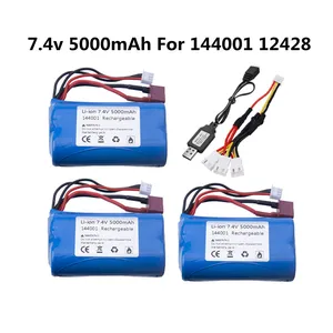 7.4V 5000mah Li-ion Battery and Charger For wltoys 144001 12428 RC Car Spare Parts 7.4V 2S battery for 144001 RC Toys parts