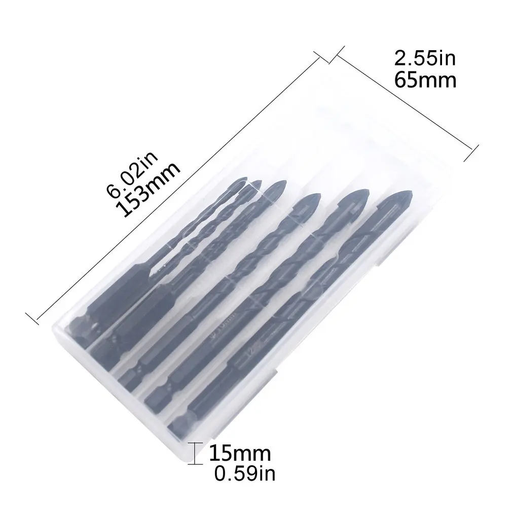 

7pcs Cross Hex Tile Bit Glass Ceramic Concrete Hole Opener Alloy Hex Shank Drill Bit Tool For Ceramic Tile