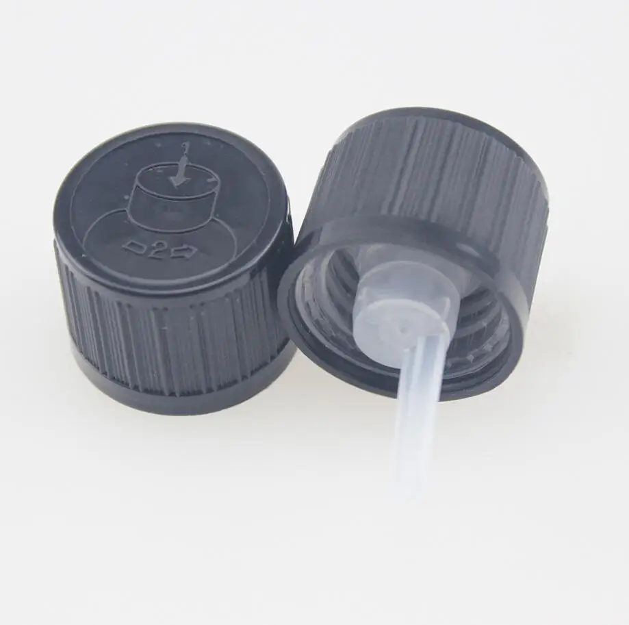 

18MM 18/410 black/white childproof tamper evident plastic Cap for 5ml/10m/15ml/20ml/30ml/50ml/100ml essential oil bottle