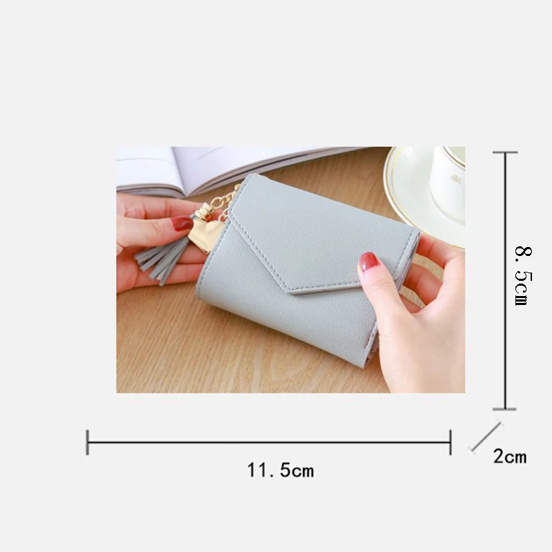 

New Arrive Women Simple Short Wallet Tassel Coin Purse Card Holders Multi-card Position Female Wallet Portefeuille Femme