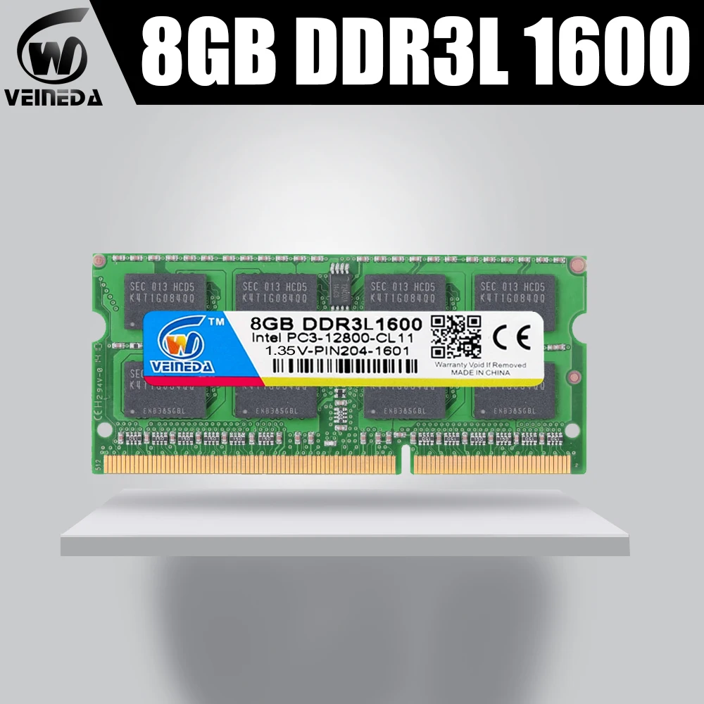 Оперативная память VEINEDA ddr3L 8 ГБ для ноутбука 1600 МГц всех ноутбуков Intel AMD
