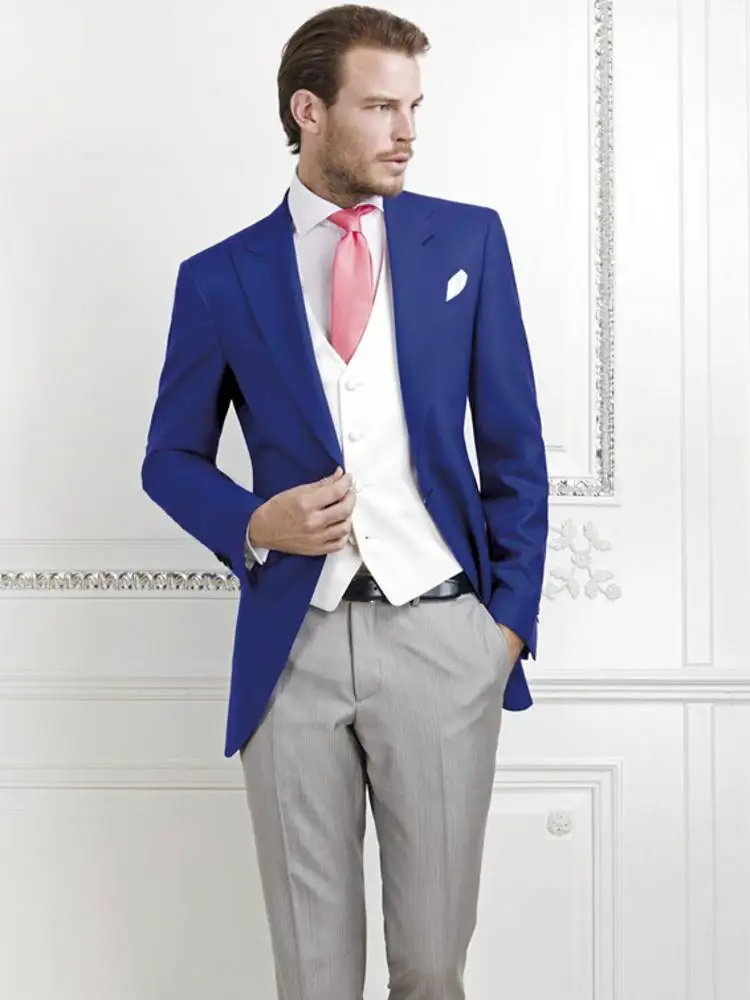 Slim Fits Men Prom Dress Business Suits Handsome Groom Tuxedos Coat Waistcoat Trousers Sets (Jacket+Pants+Vest+Tie) K:1304