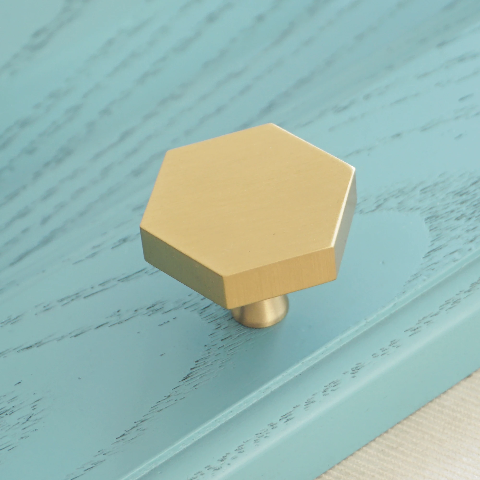 Ручка для двери шкафа из чистой меди латунная Шестигранная ручка ящика мебель в