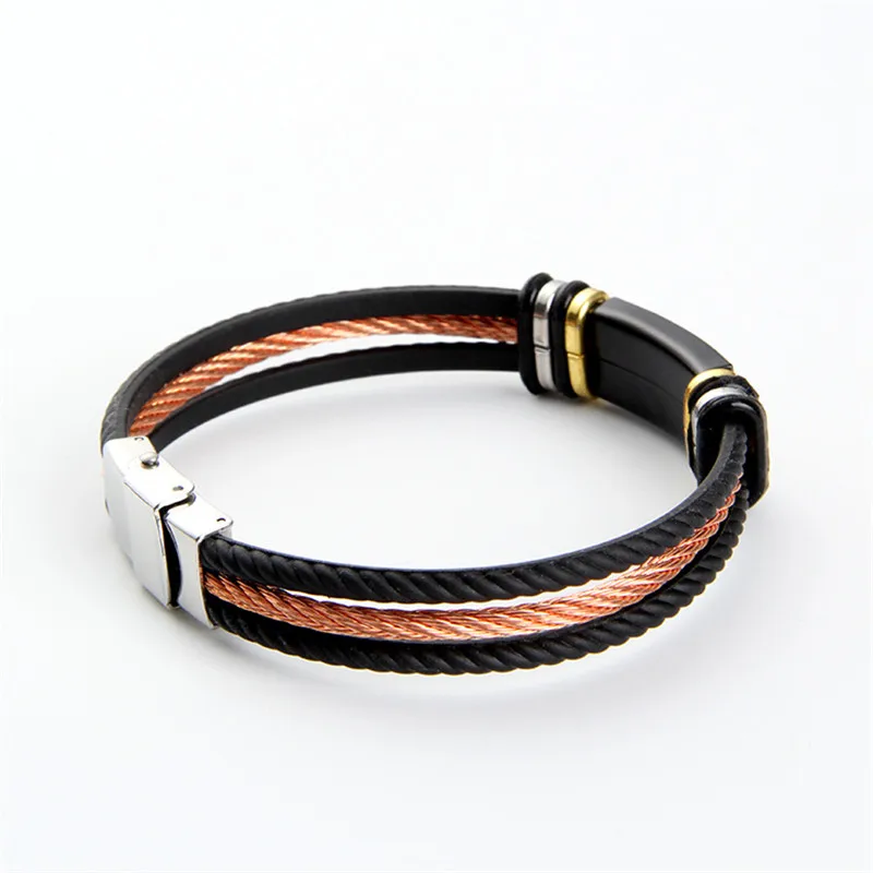 

New Arrival Spring Wire Line Black Stainless Steel Charm Bracelet Bangles for Men