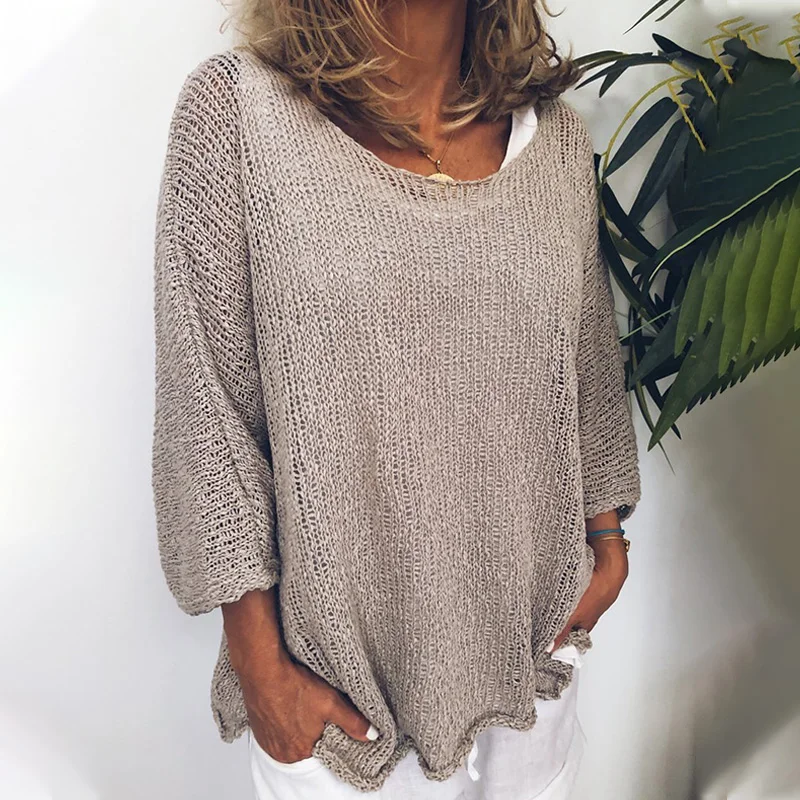 Большие размеры льняная Свободная блузка женская Мода Новые Топы Boho с длинным рукавом и круглым вырезом Женская рубашка размера плюс 4XL 5XL#67