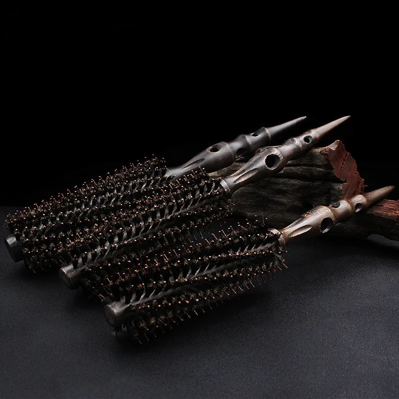 1 шт. круглая расческа с натуральной щетиной и нескользящей деревянной ручкой |