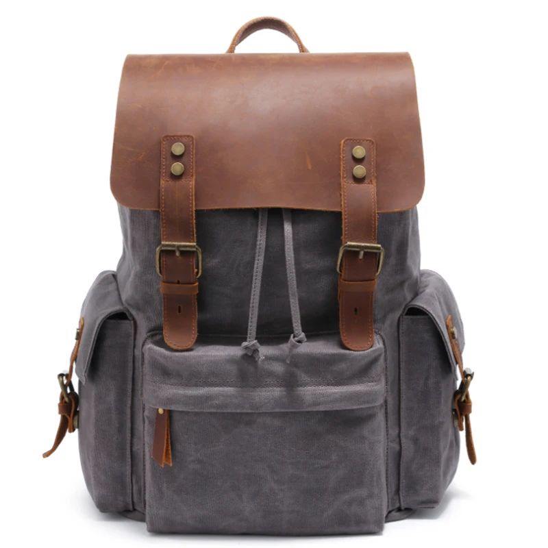 Luufan холст высокого качества кожаный мужской рюкзак для ноутбука 17 дюймов мужчин