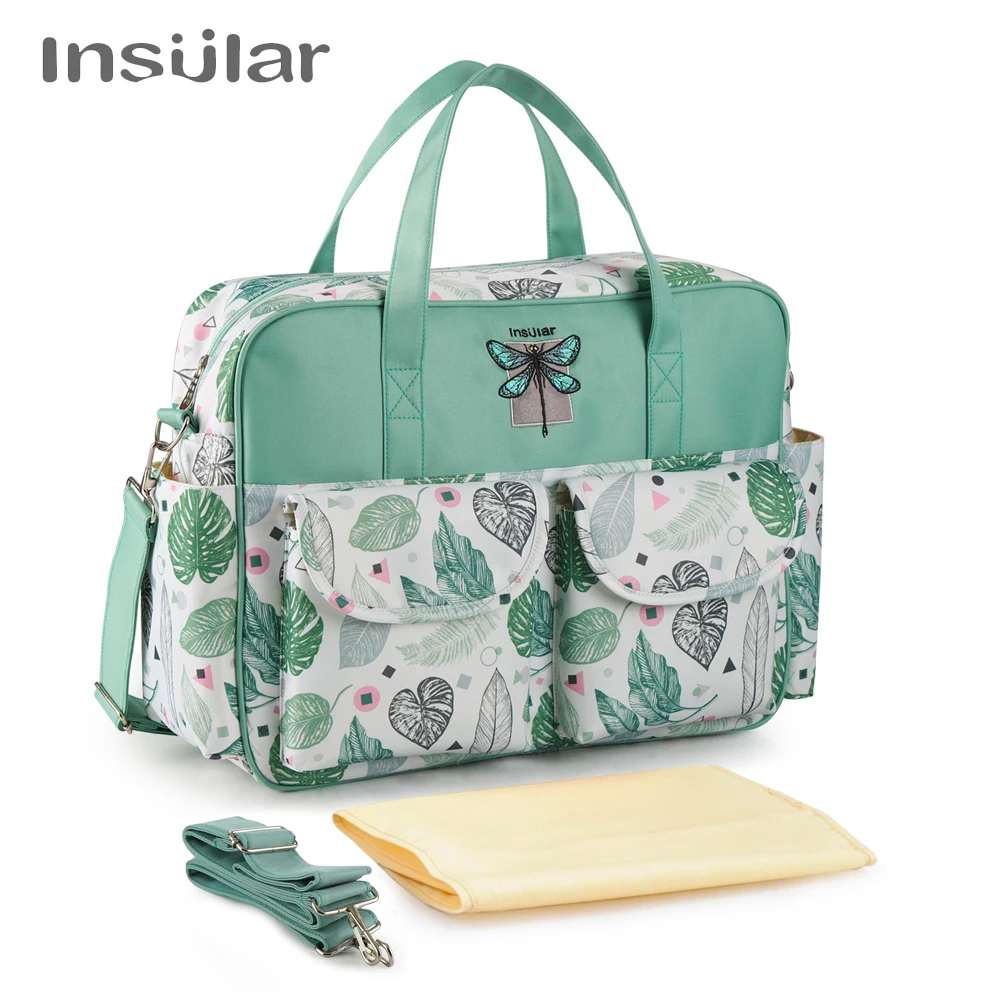 

INSULAR Diaper Bag 4pcs set Shoulder Baby Bags Mummy Maternity Nappy Bag Women's Fashion Bag Waterproof Backbag For Baby Care