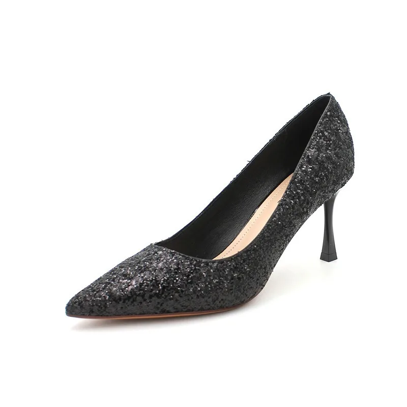 

2021 New Wedding Silver High Heeled Shoes Thin Heel Crystal Wedding Dress Single Shoes Versatile Bridal Shoes Women's Shoes